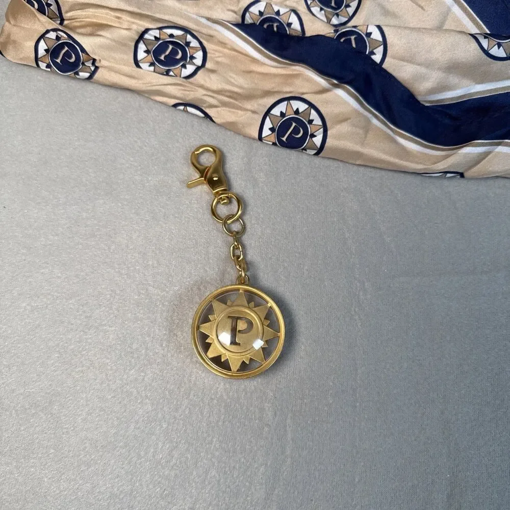 Parazul Logo Charm Gold Key Ring Holder Fob & Parazul Silk Scarf